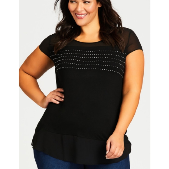 Avenue Black Stud Detail Blouse - Picture 1 of 5